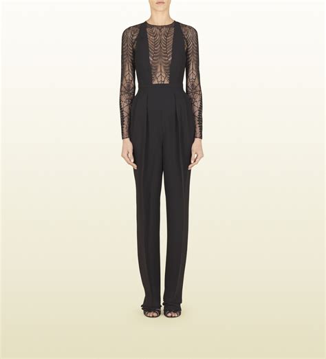 gucci lace jumpsuit|gucci denim jumpsuit.